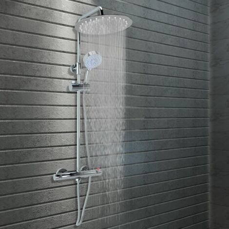 Ensemble de douche à deux têtes et thermostat acier inoxydable
