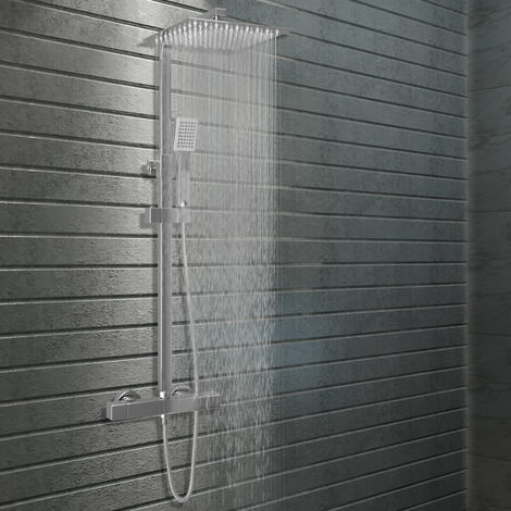 Ensemble de douche à deux têtes et thermostat Acier inoxydable