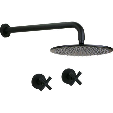 Ensemble de douche à double levier complet avec bras de douche et pommeau de douche noir mat Gattoni TAOLOS 1509015NO  Noir mat
