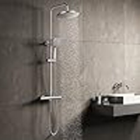 Ensemble de douche à effet pluie KOMIRO 23 x 23 cm, pommeau de douche à main 5 jets, barre de douche en acier inoxydable