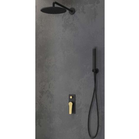 Ensemble de douche à encastrer ANDARE avec douchette-Chrome noir et bronze---Chrome noir et bronze