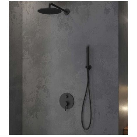 Ensemble de douche à encastrer ARTEMIS avec douchette en inox noir 210 cm