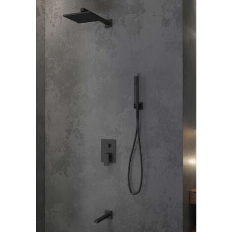 Ensemble de douche à encastrer DELOS NERO avec douchette en laiton noir