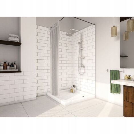 Ensemble de douche à poser Slim Square avec robinet chromé