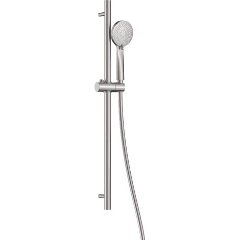 Ensemble de douche avec barre coulissante et douchette ronde 3 fonctions en acier - Stapol