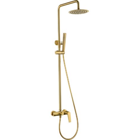 Ensemble de douche avec mitigeur  Modèle DELOS  Couleur or  Finition en or brossé [ IMEX® ]