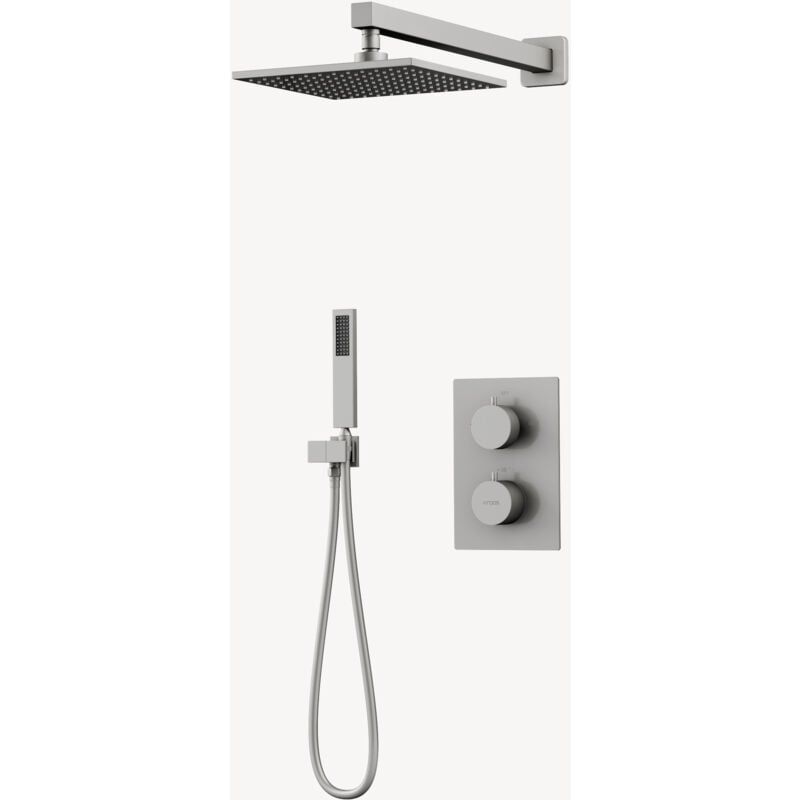Kroos ® - Composition mitigeur thermostatique de douche encastrée Nickel brossé - Sirius