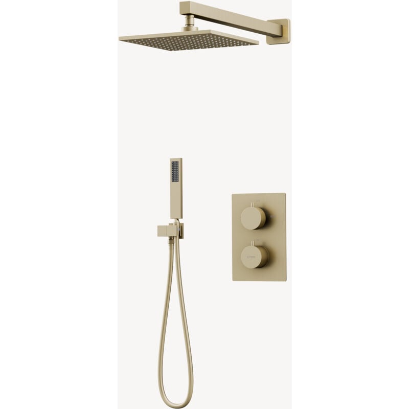 Kroos ® - Composition mitigeur thermostatique de douche encastrée Doré brossé - Sirius