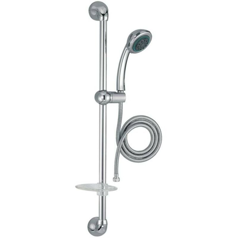Jacob Delafon - Ensemble de Douche Chromé Barre Flexible et Douchette 3 jets E14330 cp