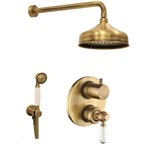 Ensemble de douche complet de couleur bronze de style rétro Piralla Como KITCOMOOF4