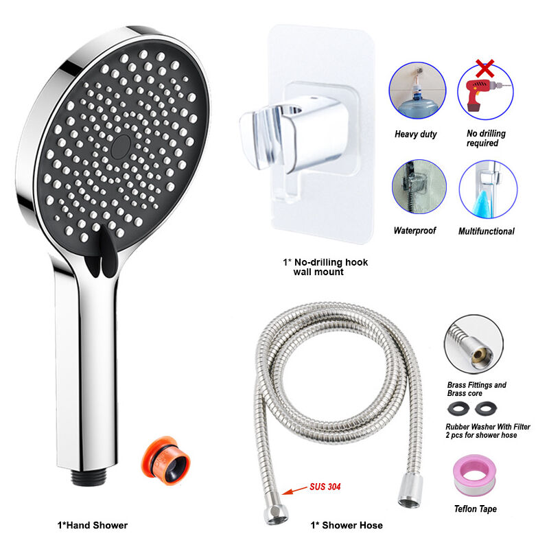 Ensemble de douche de bain à montage mural sans poinçon, 3 fonctions, pomme de douche à main 3 pièces pour salle de bain