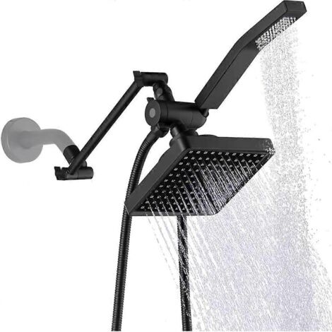 Ensemble de douche double carré haute pression en noir mat - AquaForge