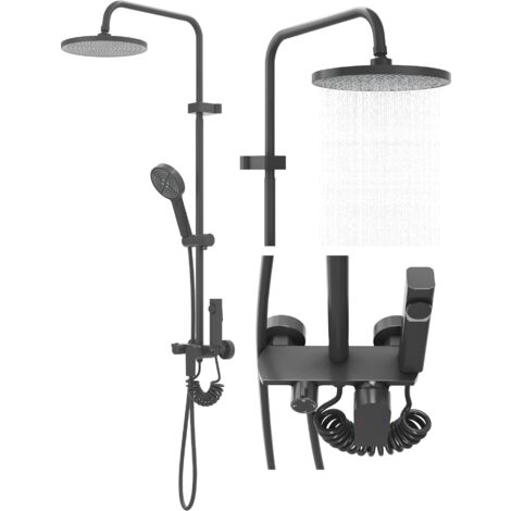 Ensemble de douche douche pluie douchette pour salle de bain gun grey cleo 85112538