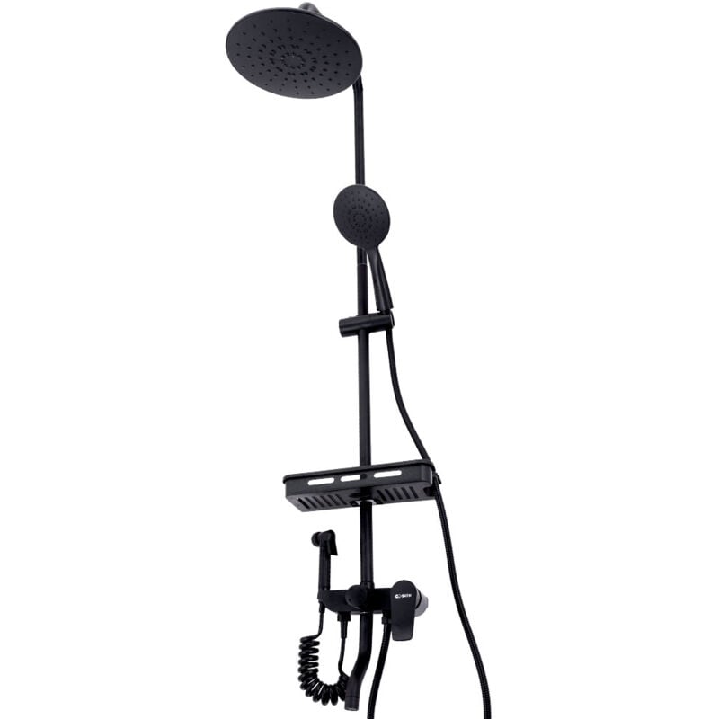 Ensemble de douche en laiton / zinc - Acier inoxydable - abs, noir, eau chaude-froide, levier unique [QLI-FA-3002]