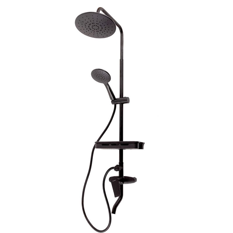 Ensemble de douche en laiton/zinc - acier inoxydable - ABS, noir, eau chaude/froide, levier unique [QLI-FA-3019]