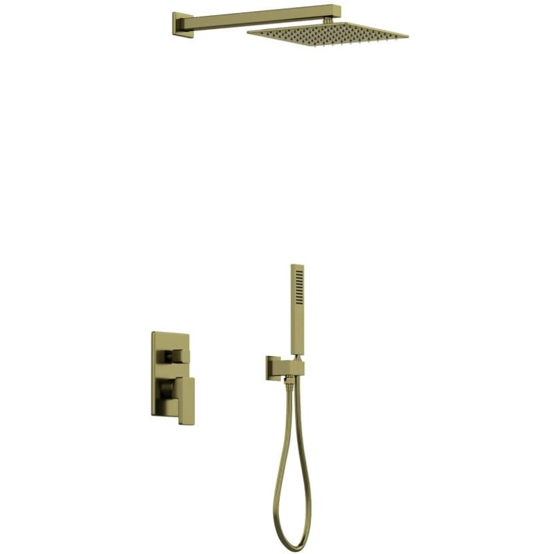 Vente-unique - Ensemble de douche encastrable avec mitigeur mécanique - Doré finition satinée - tocantis