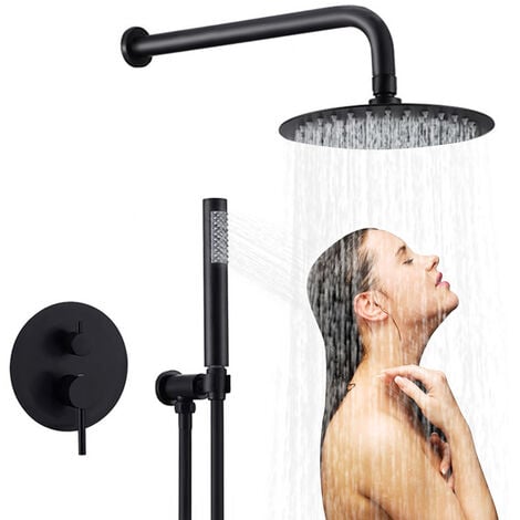 Banio-Hol colonne de douche thermostatique avec douche de pluie ronde -  laiton Noir mat