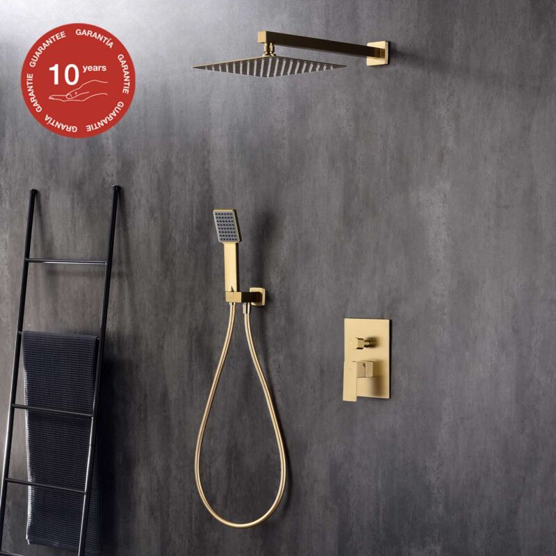 Poalgi - Ensemble de douche encastré mécanique 2 voies sky bath or brossé pvd Inox S304 série dream