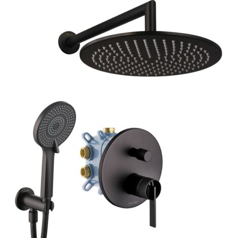 Ensemble de douche encastré PaulGurkes en noir mat avec corps de base complet