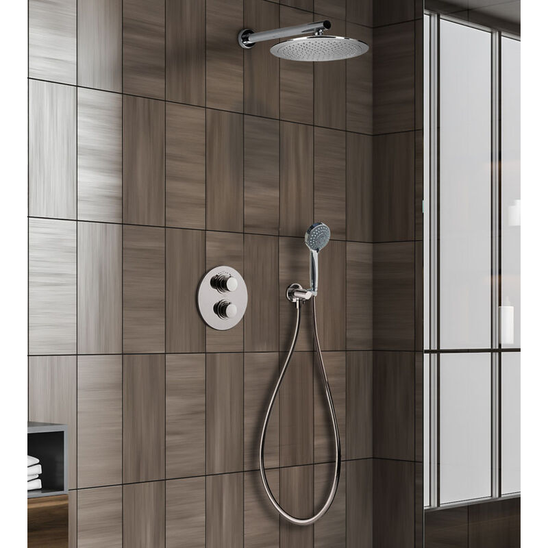 Ensemble de douche encastré rond Ruby Chrome