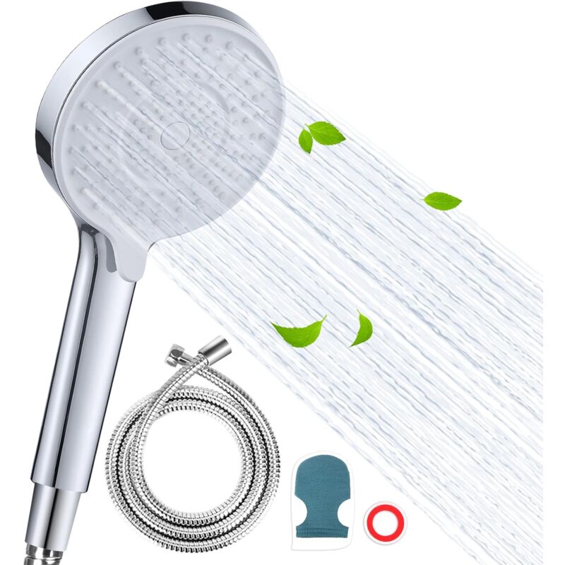 Ensemble de douche filtrée sous pression à 6 niveaux, comprenant une douchette, un tuyau et un bras, adapté à l'eau dure