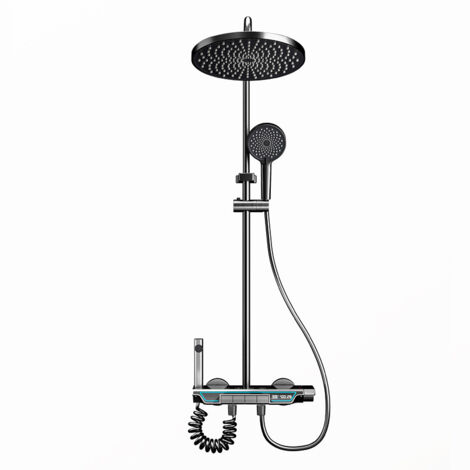 Ensemble de douche gris avec pommeau de douche sous pression et affichage numérique Z.V.D