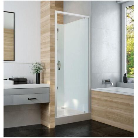 Ensemble de Douche LEDA Izi Glass 2 Porte Pivotante, Receveur, Douchette à Main et Mitigeur Thermostatique - L11IZPN080 - NEUF