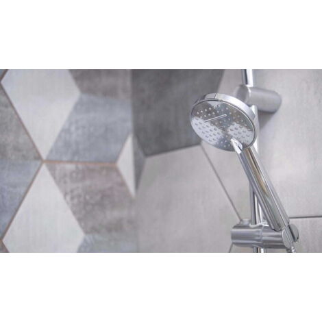 Ensemble de douche Leste rond chromé à fixation murale avec barre