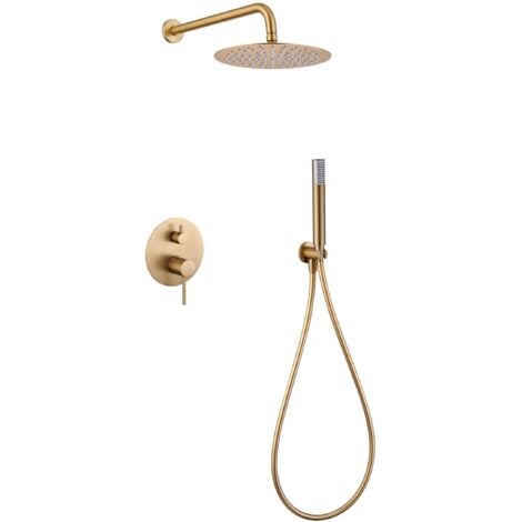 Modèle MONZA Pommeau de douche de taille standard Couleur Or fini en Or brossé [IMEX®]