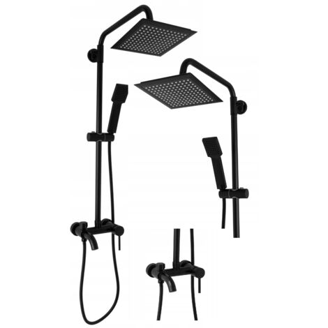 Ensemble de Douche Mural Granitan Kivo Noir Douche Slim Pommeau Carré Anticalcครบ