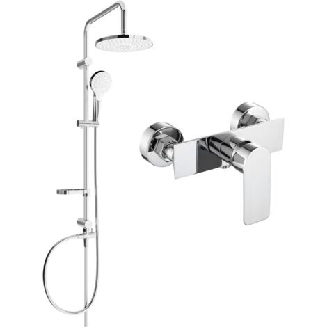 Ensemble de douche mural Mexen Erik avec pommeau et mitigeur de douche Alfa, chrome - 745740205-00