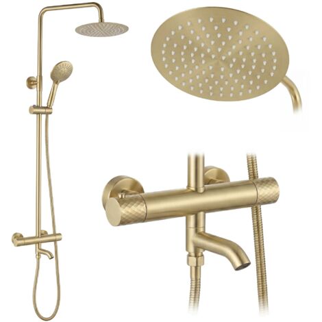Ensemble De Douche Rea Lungo Diamond + Thermostat Brush Gold