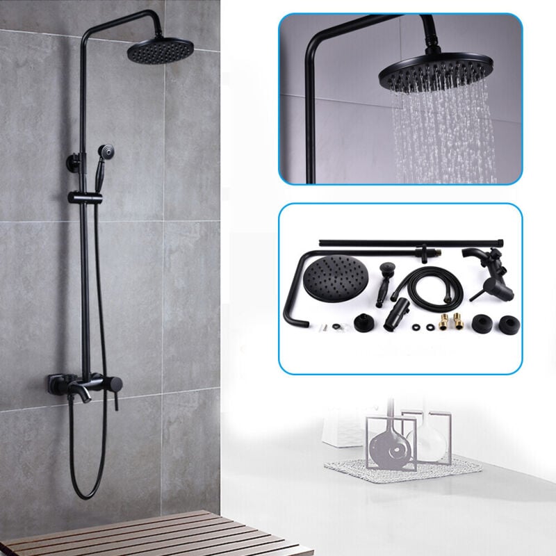 Ensemble de douche rétro, ensemble de montage mural pour douche, kit de pommeau de douche sur rail avec douchette 80-120 cm, cabine de douche pour
