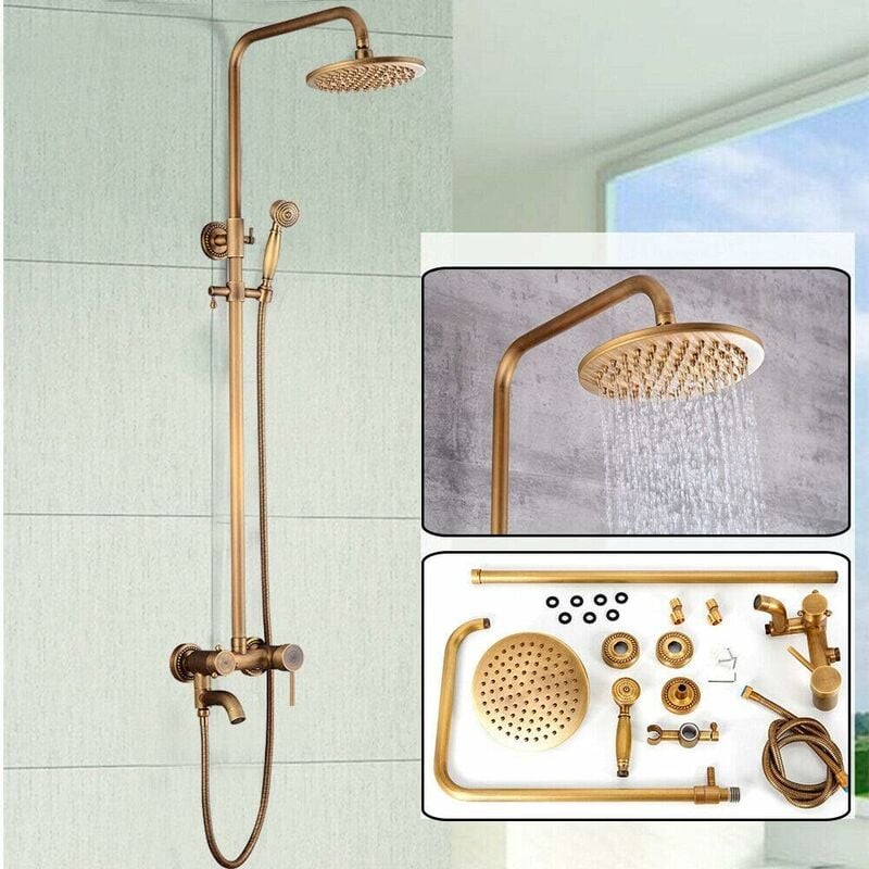 Senderpick - Ensemble de douche rétro Système de douche Tête de douche Douche à effet de pluie Surface en cuivre Distance de 150 mm Poids de 5 kg