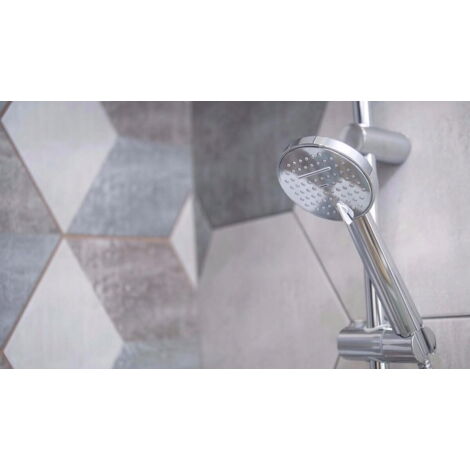 Ensemble de douche sur barre, chromé, montage en saillie, rond, Leste