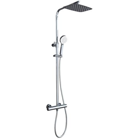 Ensemble de douche thermostatique  Modèle PRAGUE  Pomme de douche de taille standard  Couleur gris finition chromée [ IMEX® ]