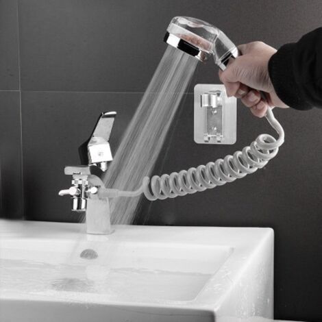 Ensemble de douchette à main, pommeau de douche de baignoire, flexible de lavabo et buse de pulvérisation avec 3 modes de jet pour le lavage des cheveux et le lavage du linge de salle de bain