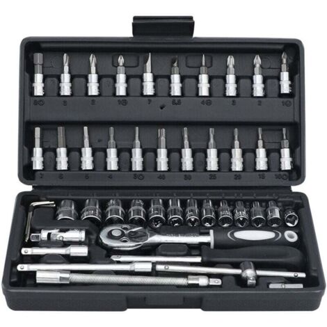 Ensemble de douilles à entraînement 1/4 pouce 46 pièces, ensemble ,kits d'outils mécaniques pour la réparation automobile domestique