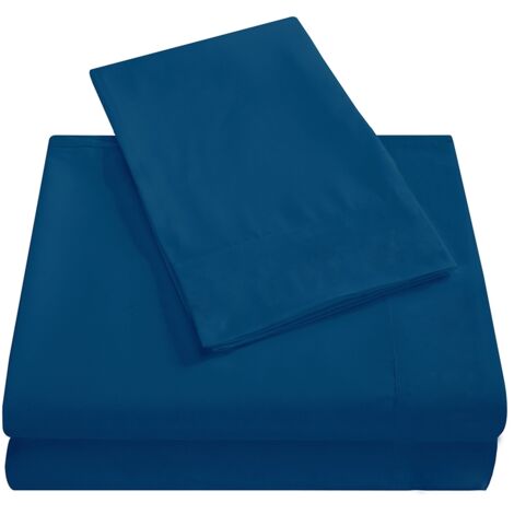 Ensemble de draps doux, couvre-lit à poches profondes, literie de haute qualité, bleu, taille QUEEN, 4 pièces