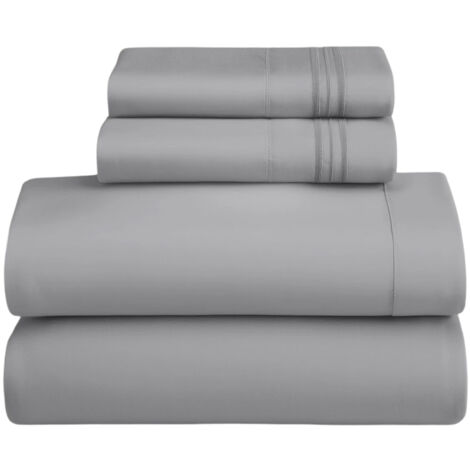 Ensemble de Draps King en Microfibre Ultra Douce - EINNENFFER - 4 Pièces avec Poches Profondes, Hypoallergénique, Respirant et Confortable, Gris Argenté pour un Sommeil Réparateur