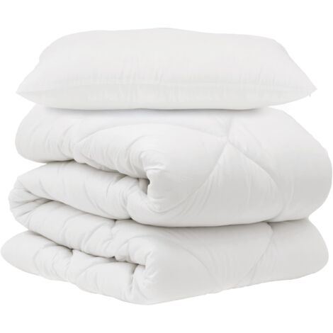 Ensemble de Duvet avec oreiller 2 pcs Blanc Microfibre