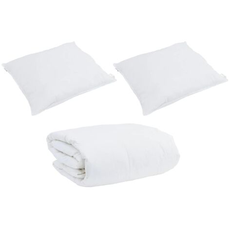 Ensemble de Duvet avec oreiller 3 pcs，Couette Blanc Coton CFW36638