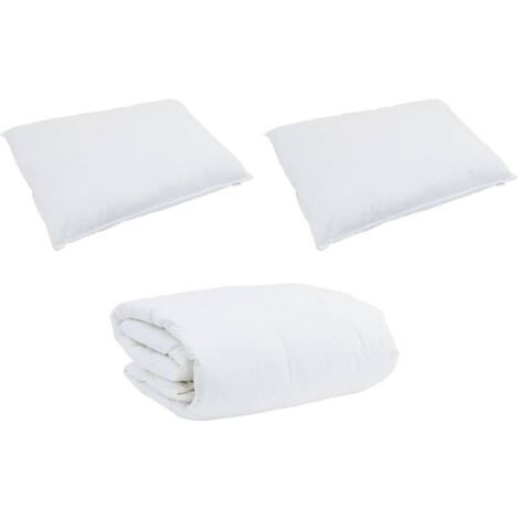 Ensemble de Duvet avec oreiller 3 pcs，Couette Blanc Coton CFW44291