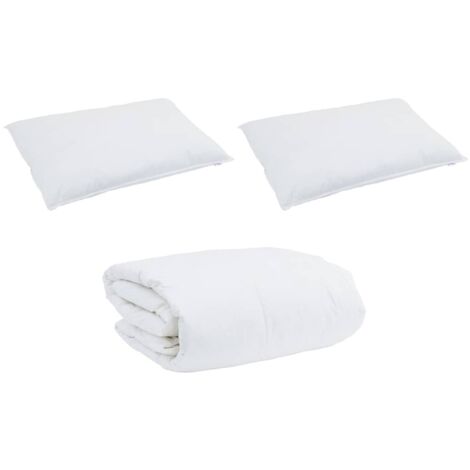 Ensemble de Duvet avec oreiller 3 pcs，Couette Blanc Coton CFW66558