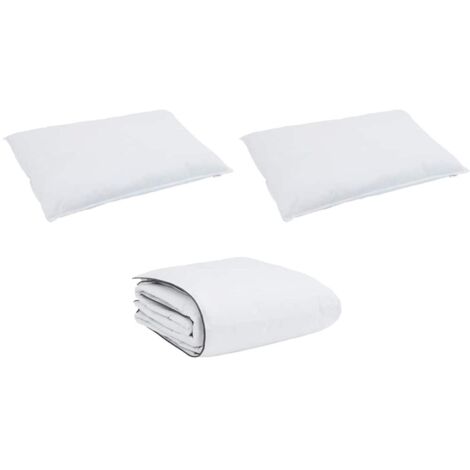 Ensemble de Duvet avec oreiller 3 pcs，Couette Blanc Microfibre et coton CFW33129