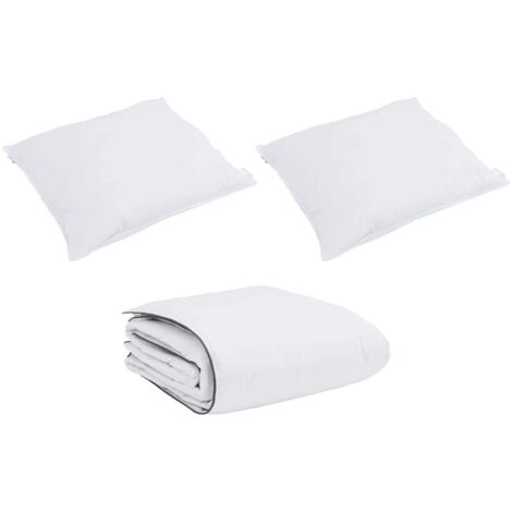 Ensemble de Duvet avec oreiller 3 pcs，Couette Blanc Microfibre et coton CFW49595