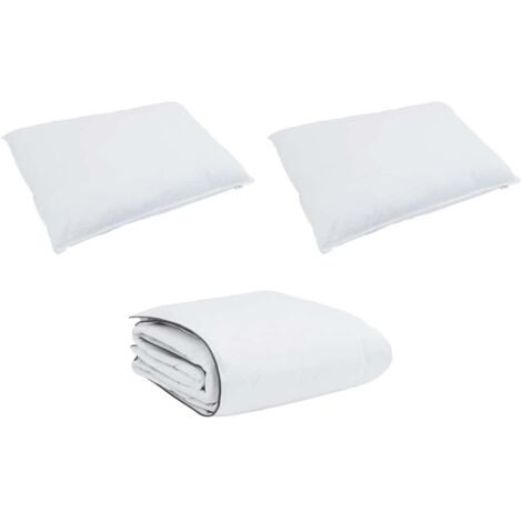 Ensemble de Duvet avec oreiller 3 pcs，Couette Blanc Microfibre et coton CFW55927