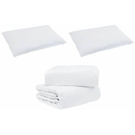 Ensemble de Duvet avec oreiller 3 pcs，Couette Blanc Plume de canard CFW43472