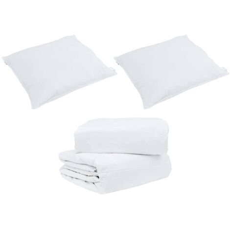 Ensemble de Duvet avec oreiller 3 pcs，Couette Blanc Plume de canard CFW53830