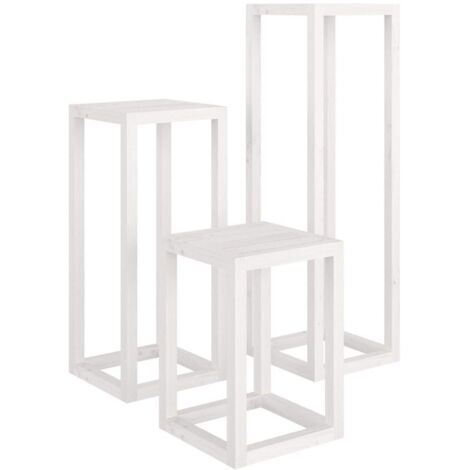 Ensemble de Étagère à plantes 3 pcs Luxueux, Meuble pour Plante, Blanc Bois de pin massif OIB2707E